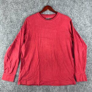 Eddie Bauer Shirt Mens Large Red CottonLong Sleeve Tee Crew Neck Pullover
